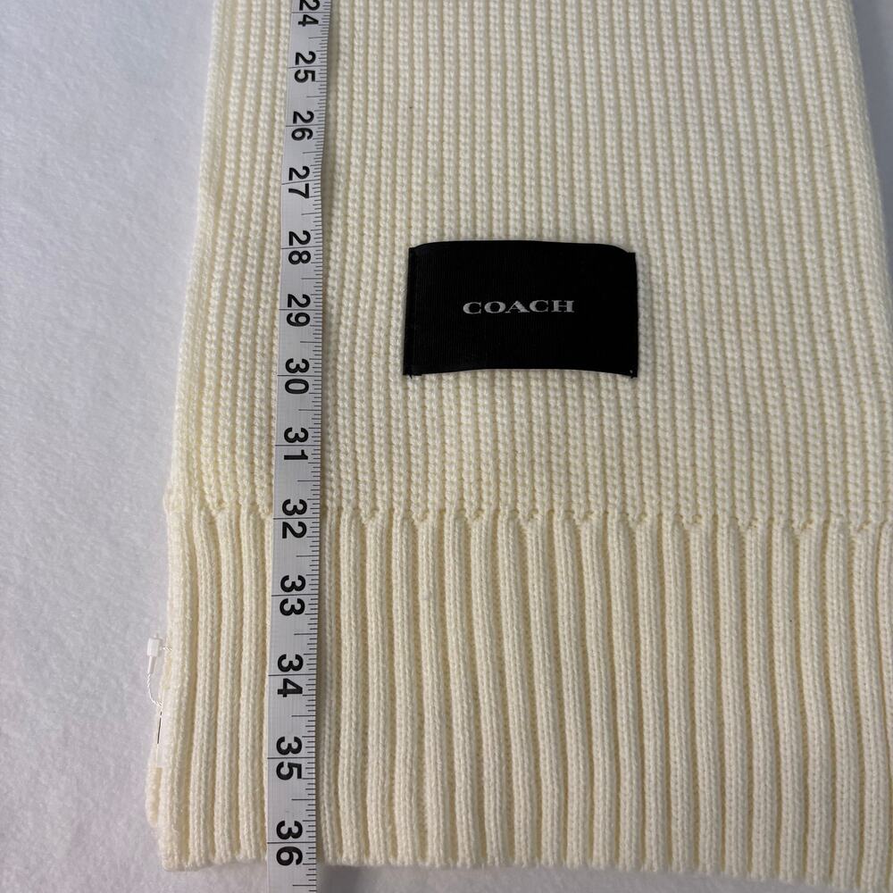 Coach Women's Woven Patch Knit Scarf Cream Ivory Color NWT - Picture 11 of 12